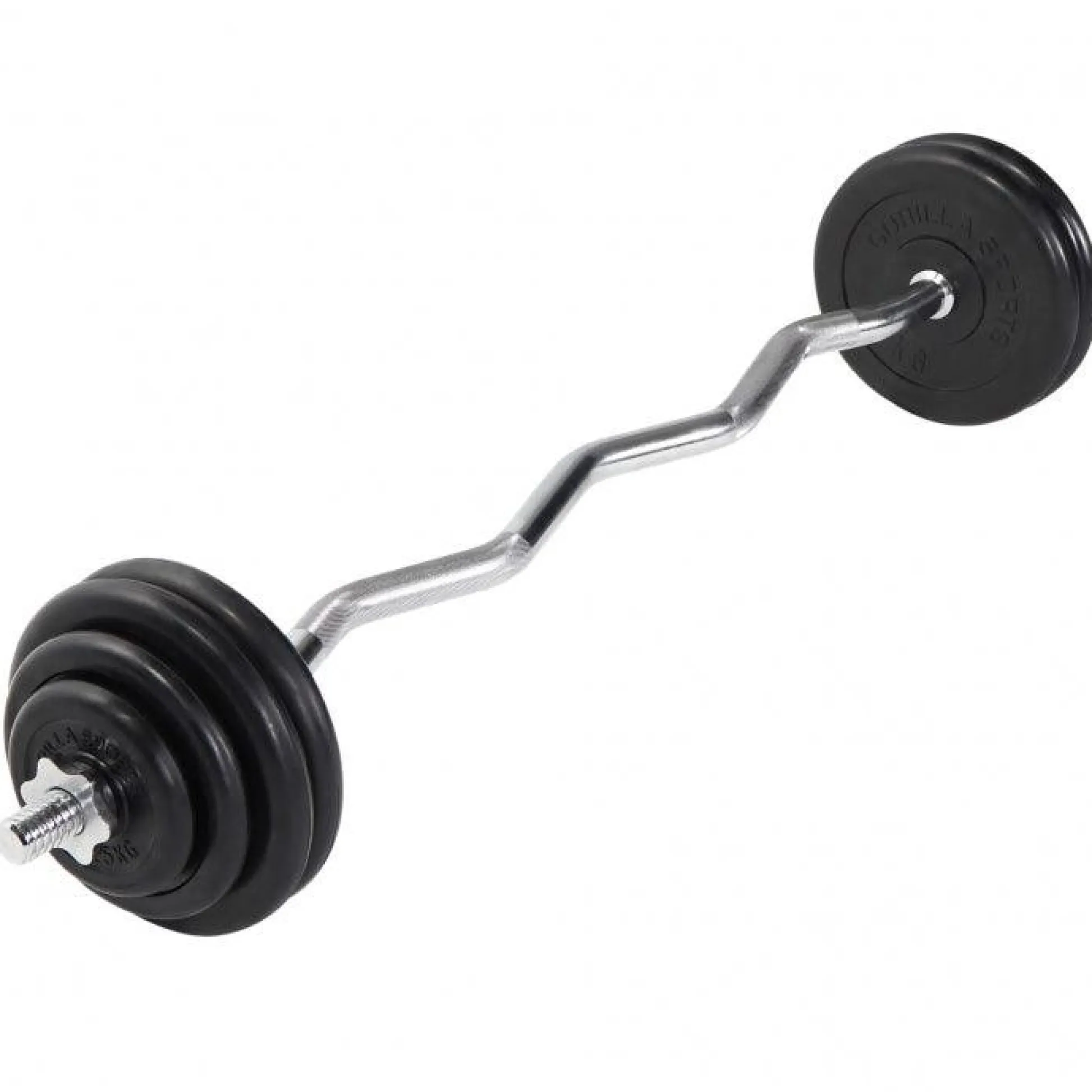 Gorilla Sports SZ-Curlset Gummi 35 kg mit Sternverschlüssen Schwarz / Silber Hot
