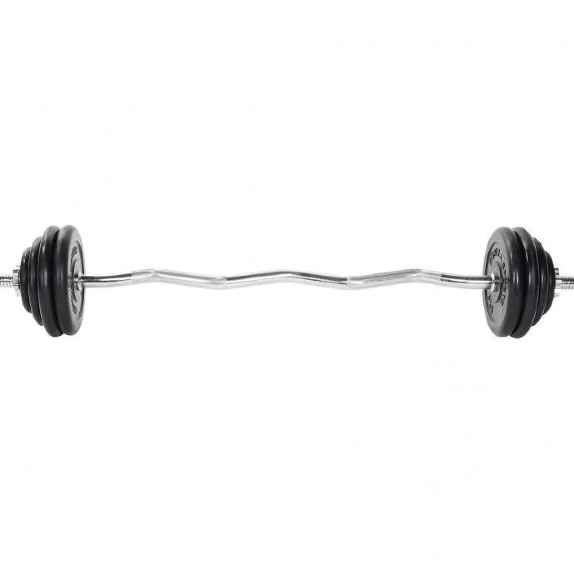 Gorilla Sports SZ-Curlset Gummi 35 kg mit Sternverschlüssen Schwarz / Silber Hot
