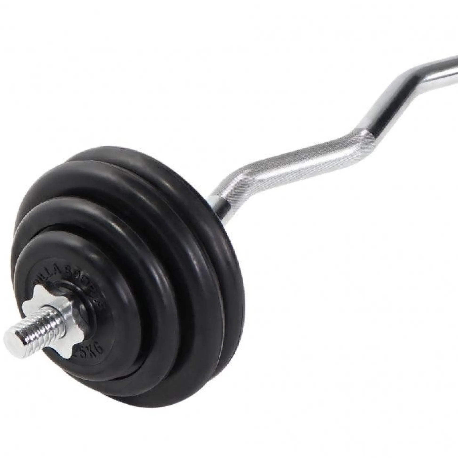 Gorilla Sports SZ-Curlset Gummi 35 kg mit Sternverschlüssen Schwarz / Silber Hot