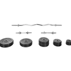 Gorilla Sports SZ-Curlset Gummi 70 kg mit Sternverschlüssen Schwarz / Silber Sale
