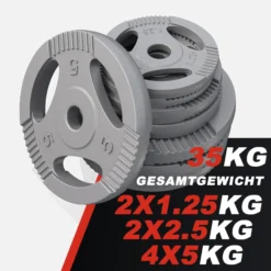 Gorilla Sports SZ-Curlset Gusseisen Gripper 35 kg mit Sternverschlüssen Silber Discount
