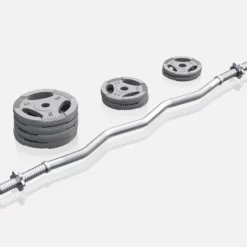 Gorilla Sports SZ-Curlset Gusseisen Gripper 35 kg mit Sternverschlüssen Silber Discount