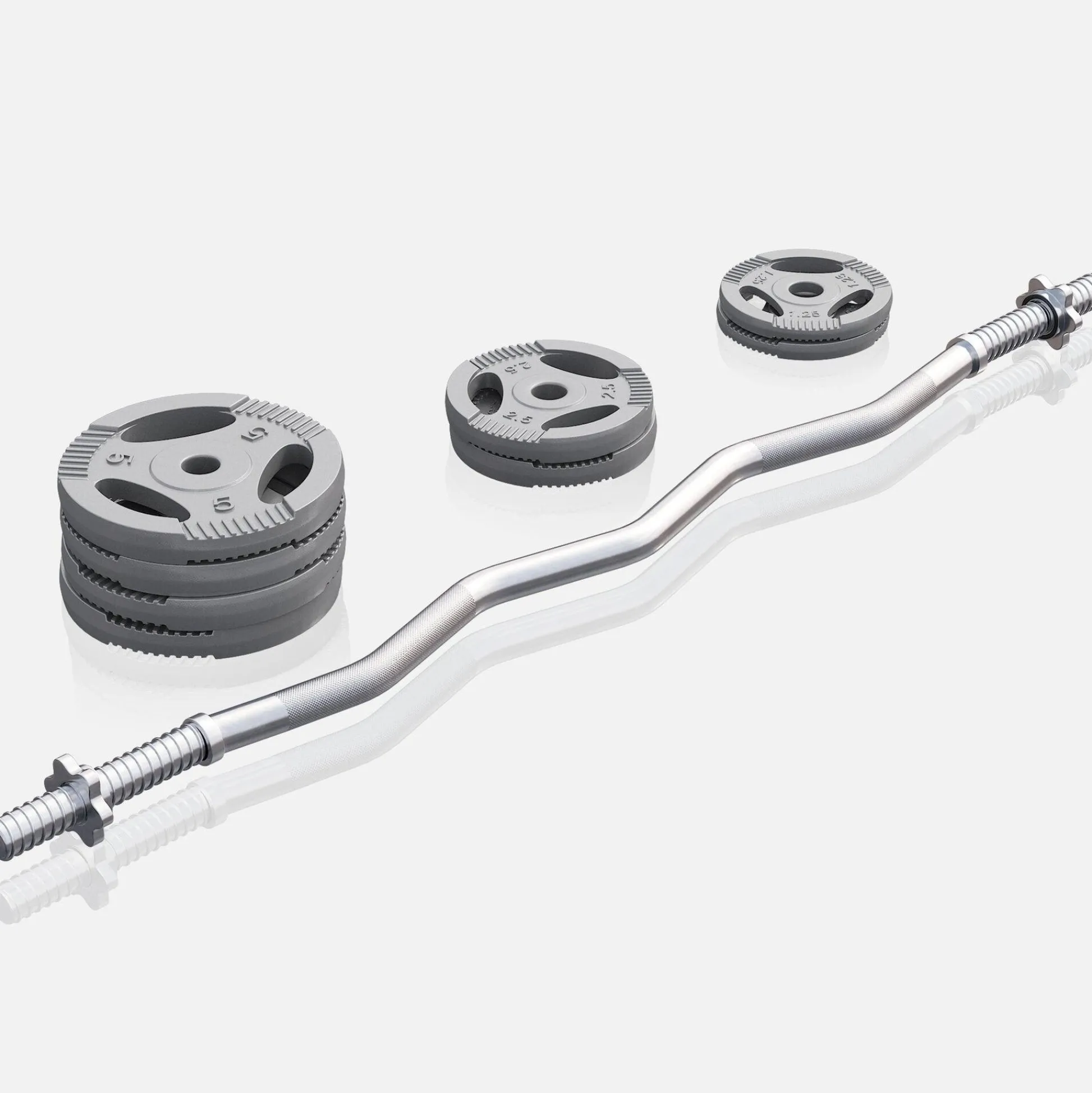 Gorilla Sports SZ-Curlset Gusseisen Gripper 35 kg mit Sternverschlüssen Silber Discount