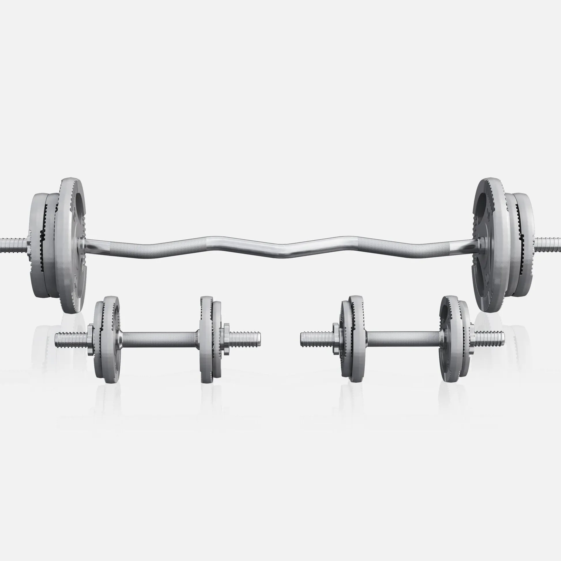 Gorilla Sports SZ-Curlset Gusseisen Gripper 70 kg mit Sternverschlüssen Silber Discount