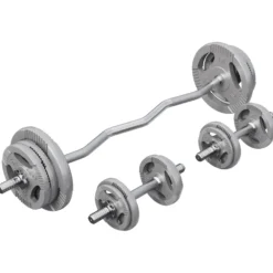 Gorilla Sports SZ-Curlset Gusseisen Gripper 70 kg mit Sternverschlüssen Silber Discount