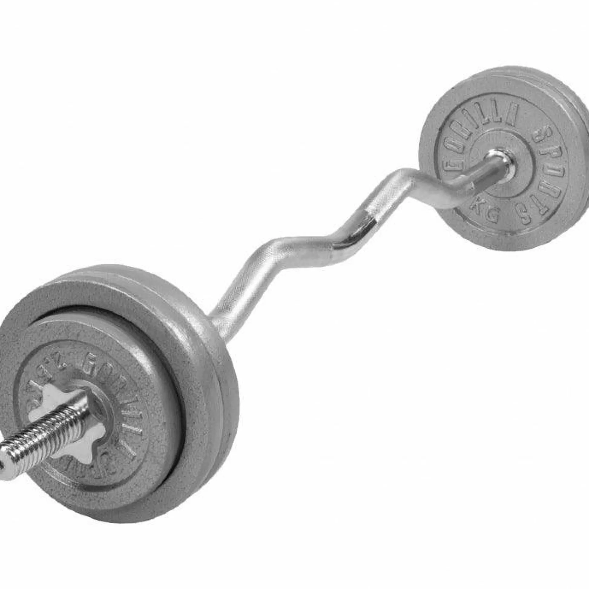 Gorilla Sports SZ-Curlset Gusseisen 35 kg mit Verschlüssen Silber Outlet