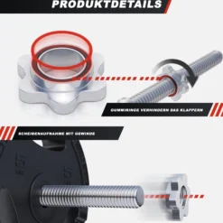 Gorilla Sports SZ-Curlset Kunststoff Gripper 25 kg mit Sternverschlüssen Schwarz / Silber Best