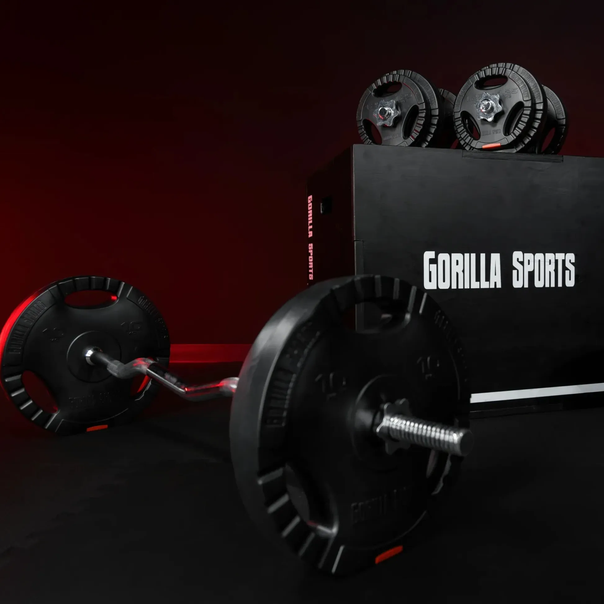 Gorilla Sports SZ-Curlset Kunststoff Gripper 70 kg mit Sternverschlüssen Silber / Schwarz