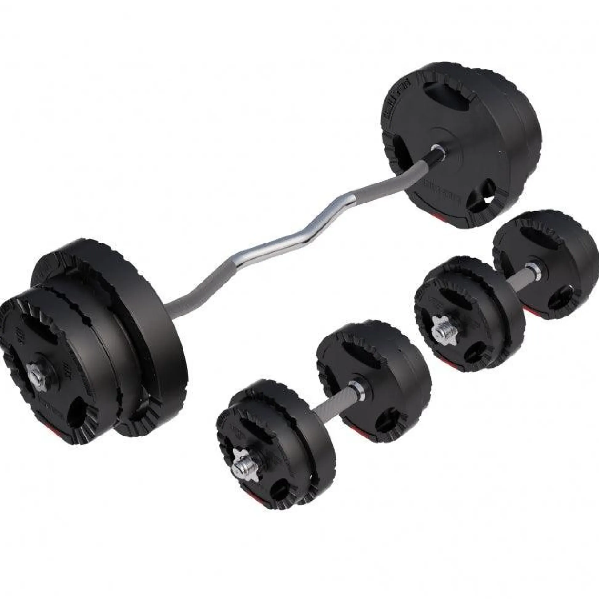 Gorilla Sports SZ-Curlset Kunststoff Gripper 70 kg mit Sternverschlüssen Silber / Schwarz