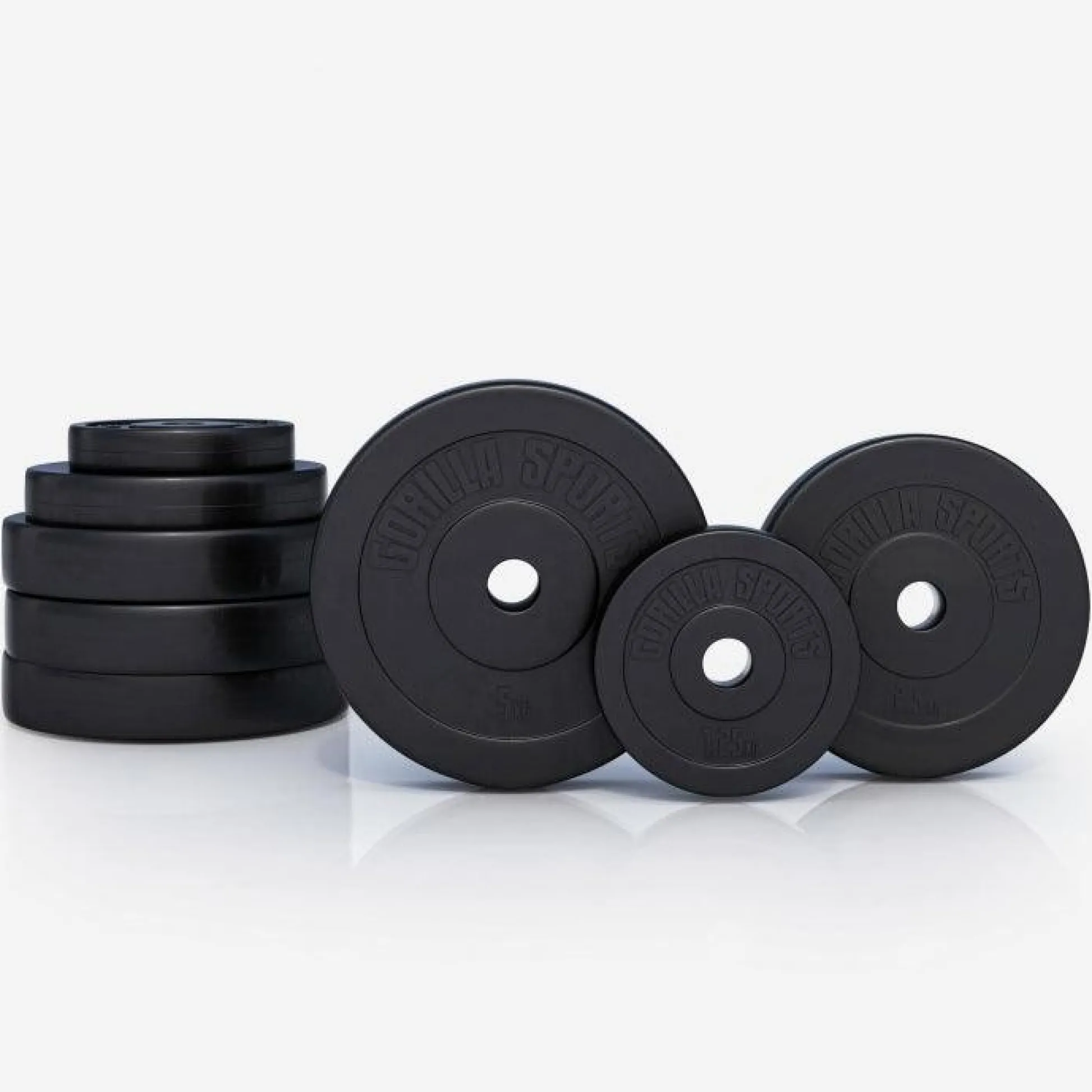 Gorilla Sports SZ-Curlset Kunststoff 35 kg mit Sternverschlüssen Schwarz / Silber