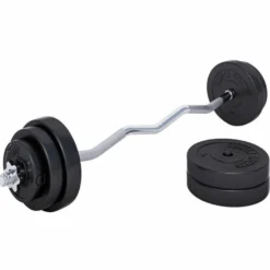Gorilla Sports SZ-Curlset Kunststoff 35 kg mit Sternverschlüssen Schwarz / Silber
