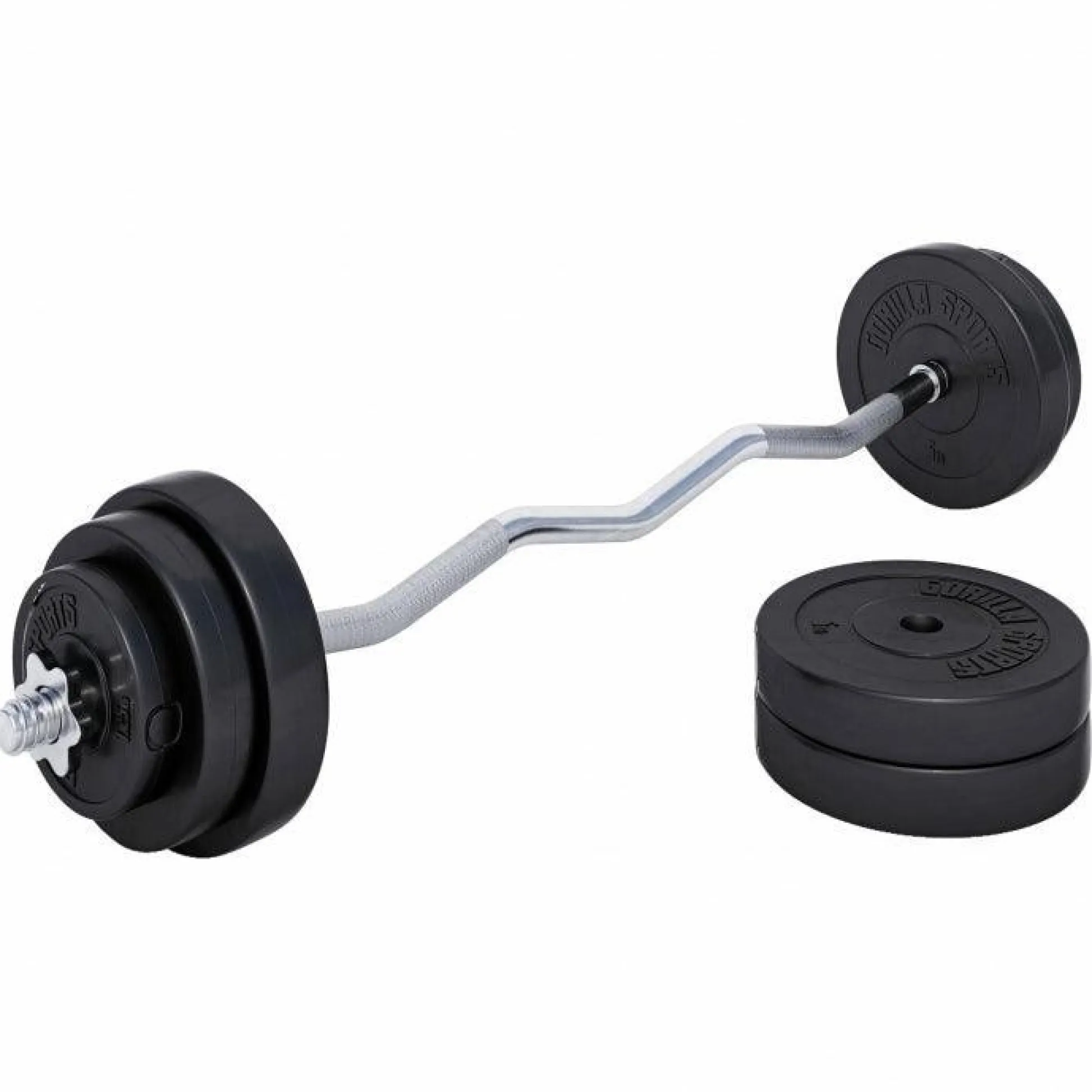 Gorilla Sports SZ-Curlset Kunststoff 35 kg mit Sternverschlüssen Schwarz / Silber