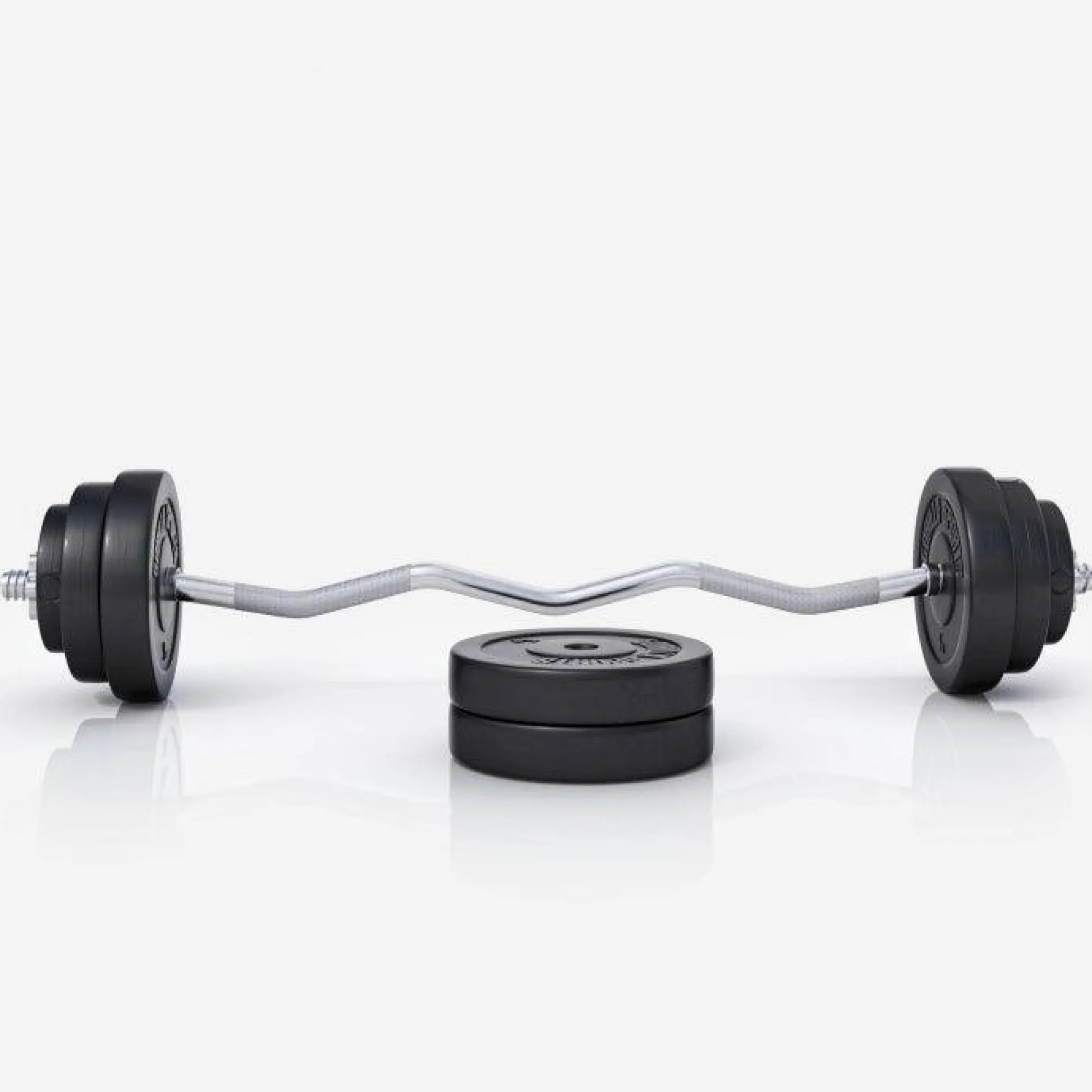 Gorilla Sports SZ-Curlset Kunststoff 35 kg mit Sternverschlüssen Schwarz / Silber