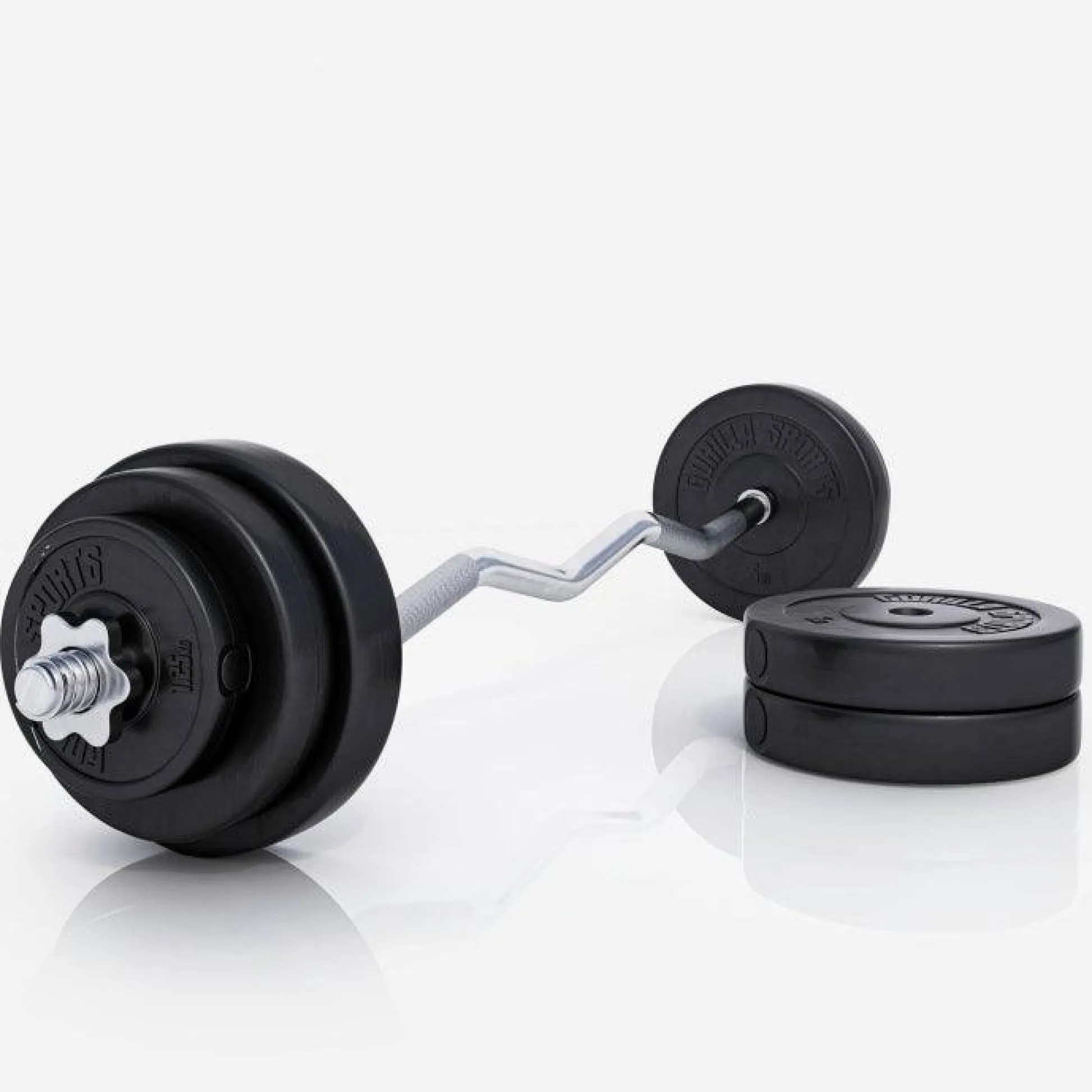Gorilla Sports SZ-Curlset Kunststoff 35 kg mit Sternverschlüssen Schwarz / Silber