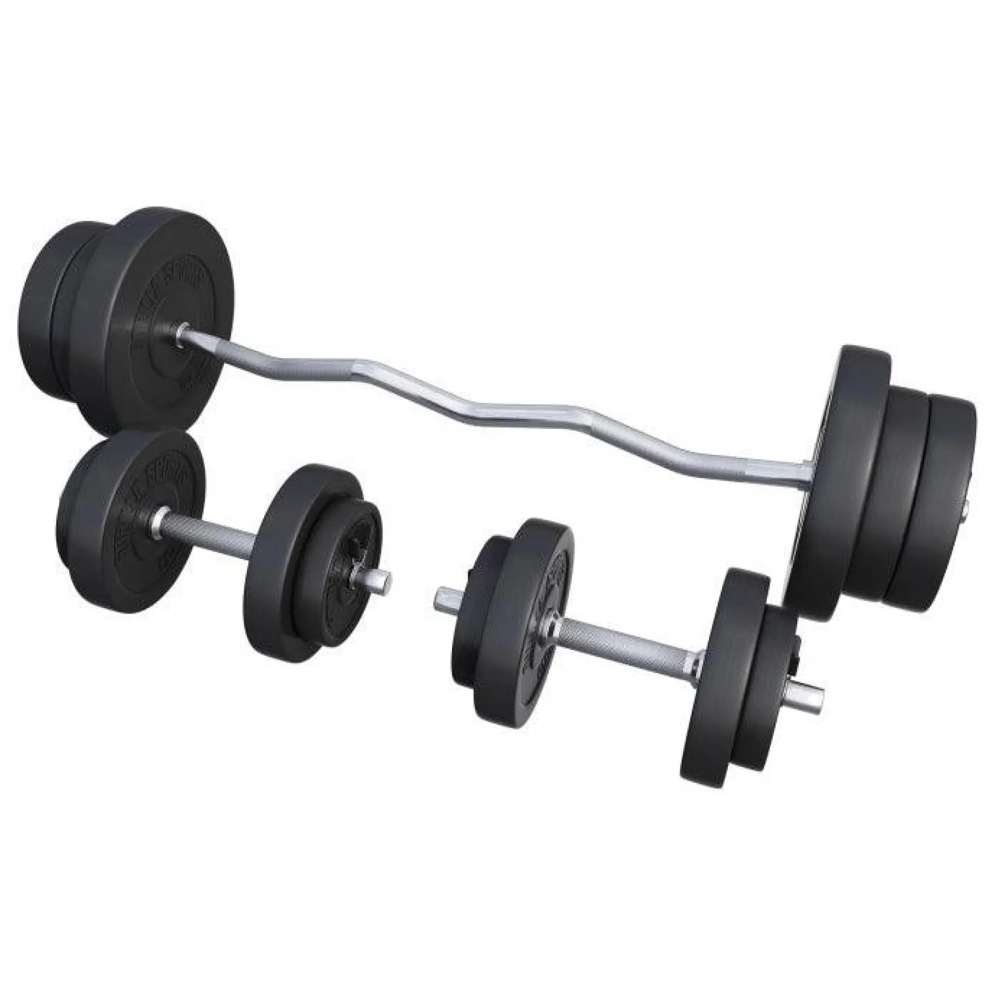 Gorilla Sports SZ-Curlset Kunststoff 70 kg mit Verschlüssen Silber / Schwarz Online