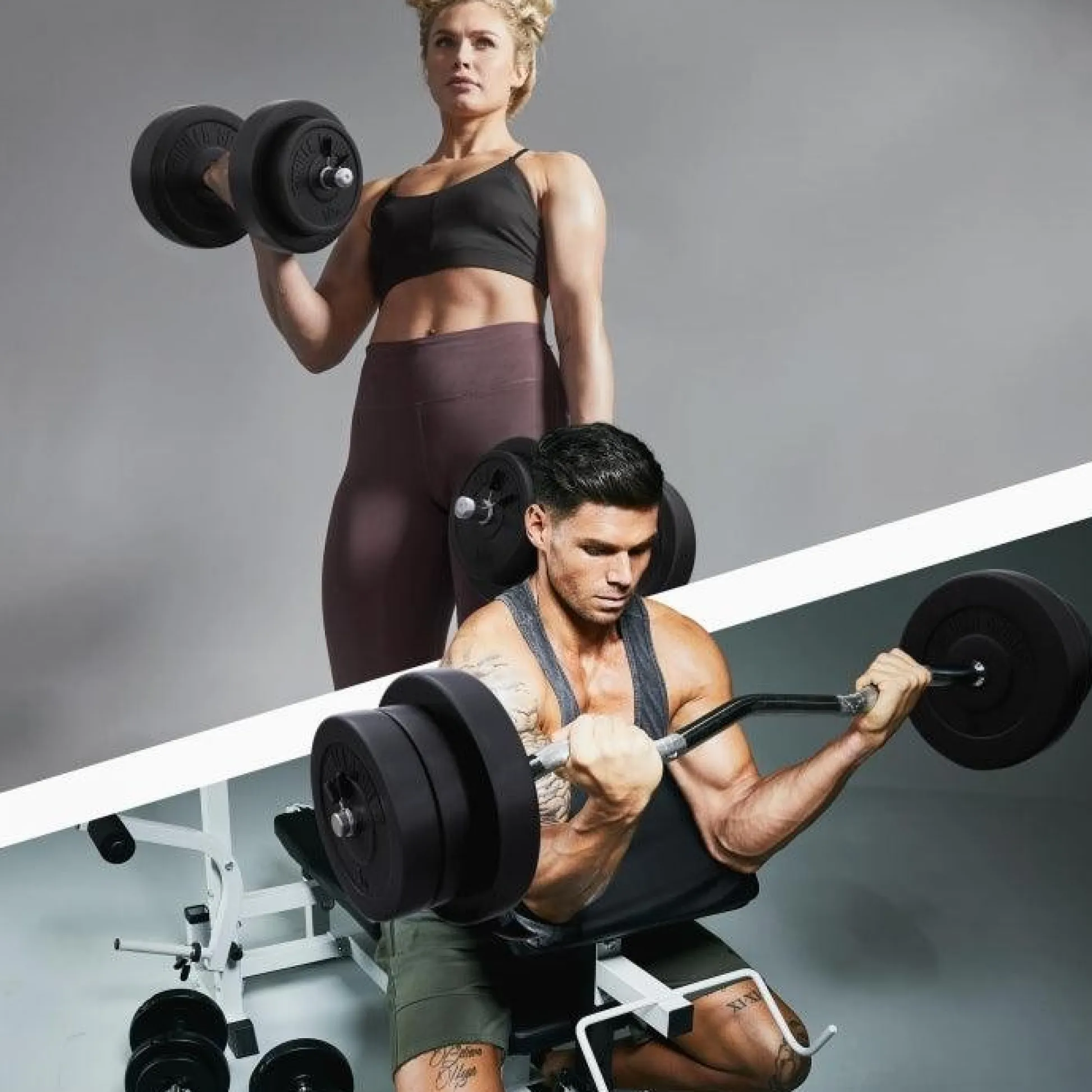 Gorilla Sports SZ-Curlset Kunststoff 70 kg mit Verschlüssen Silber / Schwarz Online