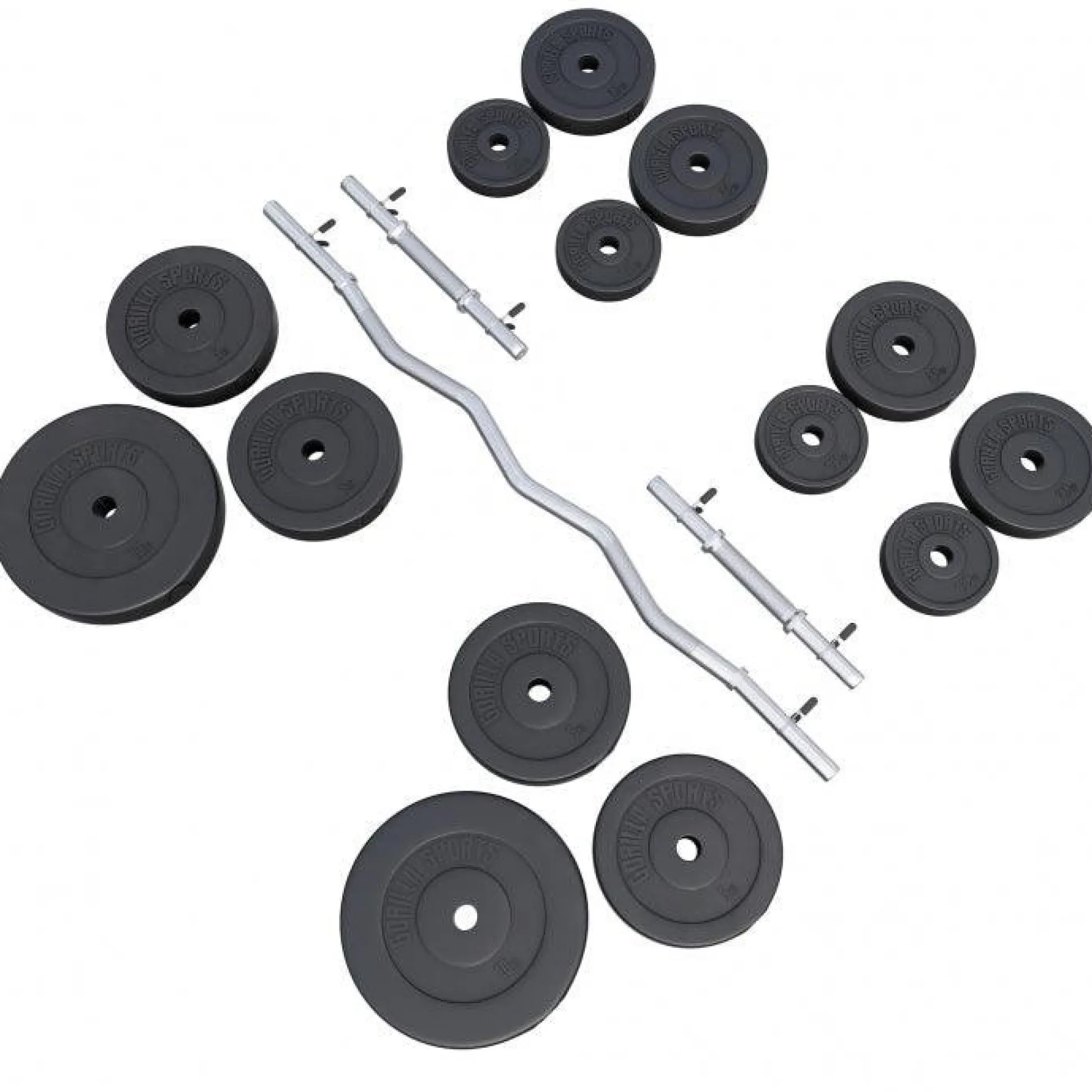 Gorilla Sports SZ-Curlset Kunststoff 70 kg mit Verschlüssen Silber / Schwarz Online
