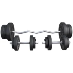 Gorilla Sports SZ-Curlset Kunststoff 70 kg mit Verschlüssen Silber / Schwarz