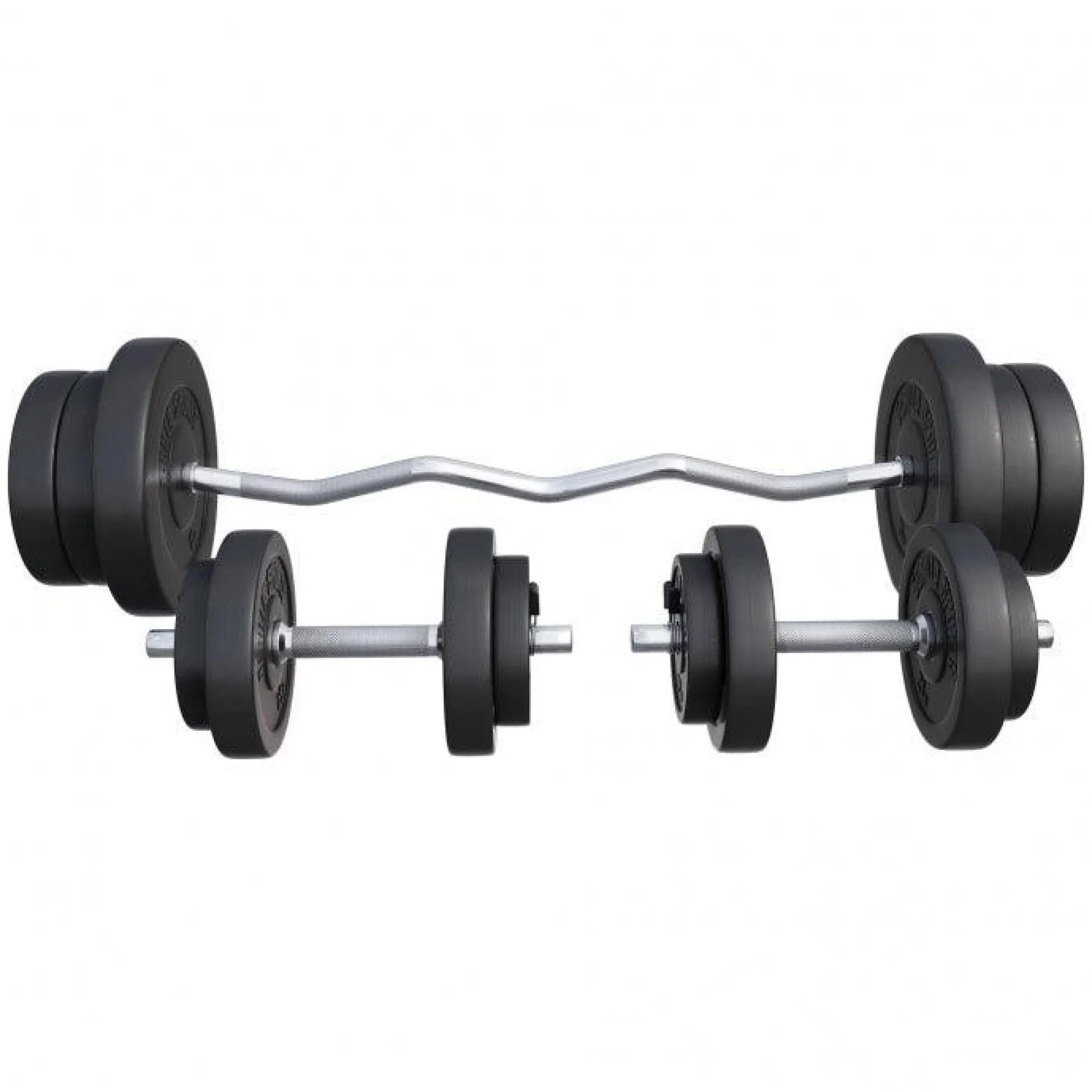 Gorilla Sports SZ-Curlset Kunststoff 70 kg mit Verschlüssen Silber / Schwarz