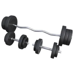 Gorilla Sports SZ-Curlset Kunststoff 70 kg mit Verschlüssen Silber / Schwarz