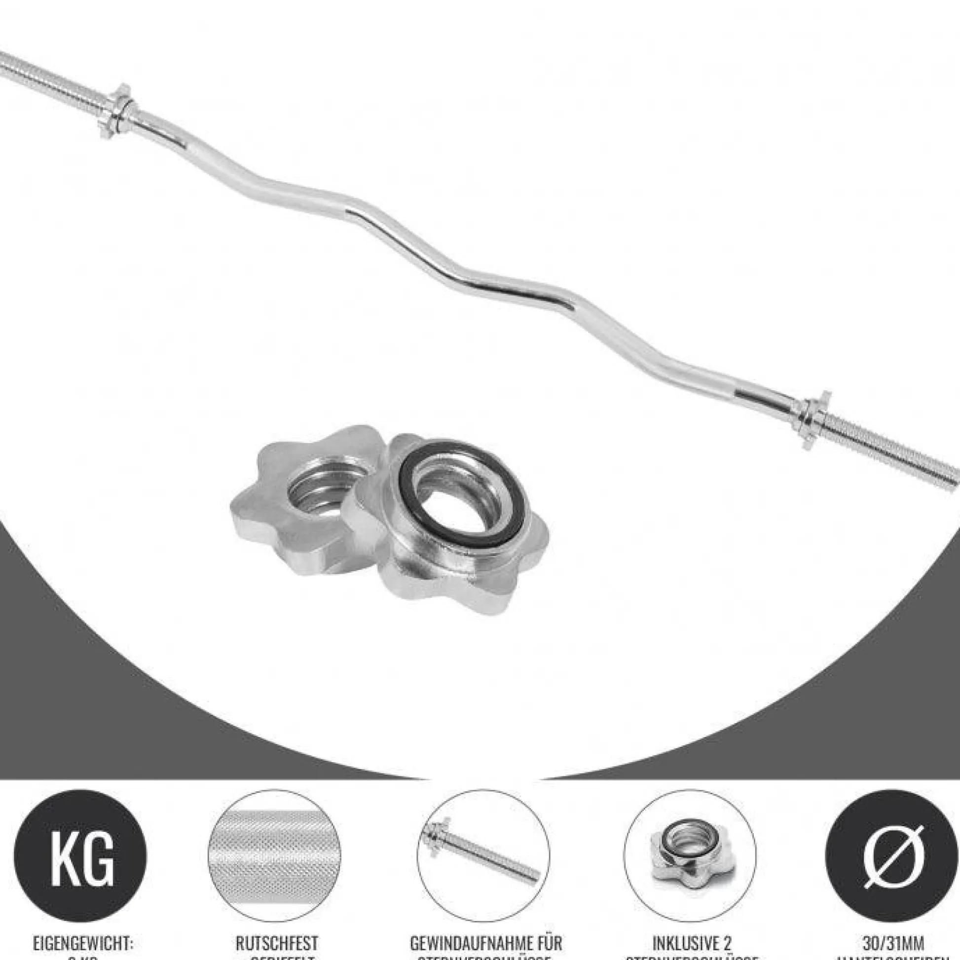 Gorilla Sports SZ-Hantelstange 120 cm mit Sternverschlüssen Schwarz Online
