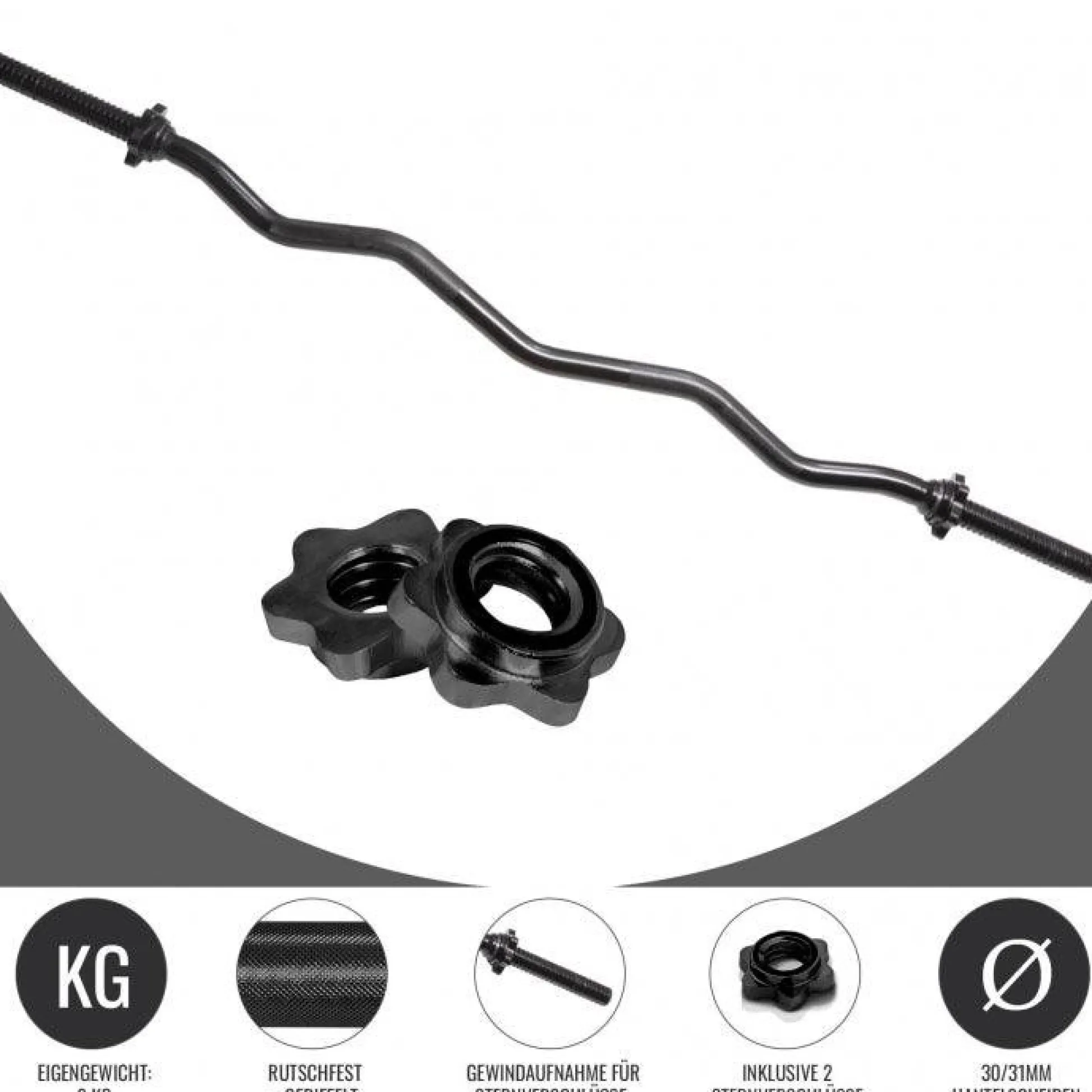 Gorilla Sports SZ-Hantelstange 120 cm mit Sternverschlüssen Schwarz Online