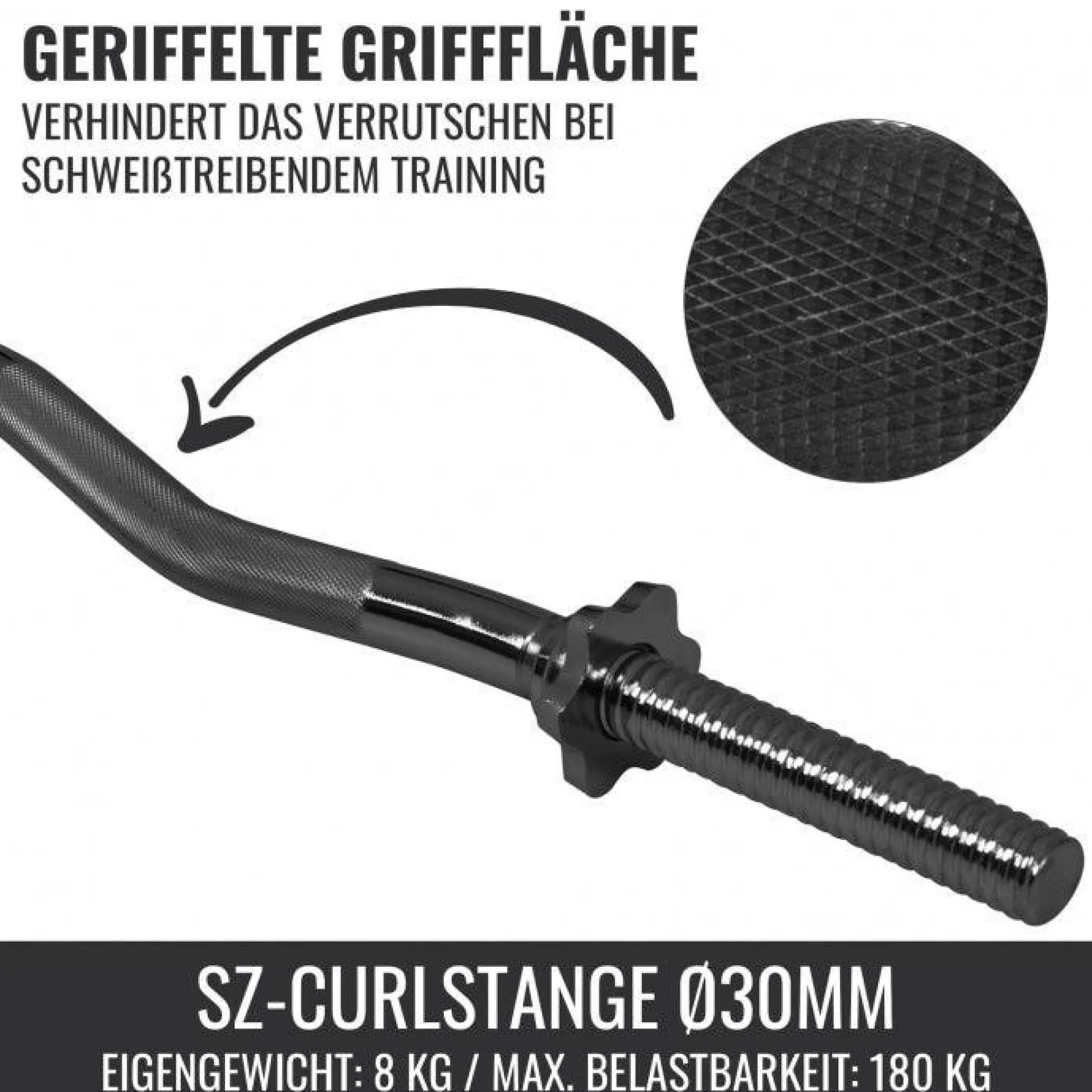 Gorilla Sports SZ-Hantelstange 120 cm mit Sternverschlüssen Silber Clearance