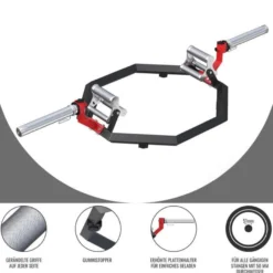 Gorilla Sports Trap Bar Multi Grip Olympia mit Verschlüsse Schwarz / Siber / Rot Outlet