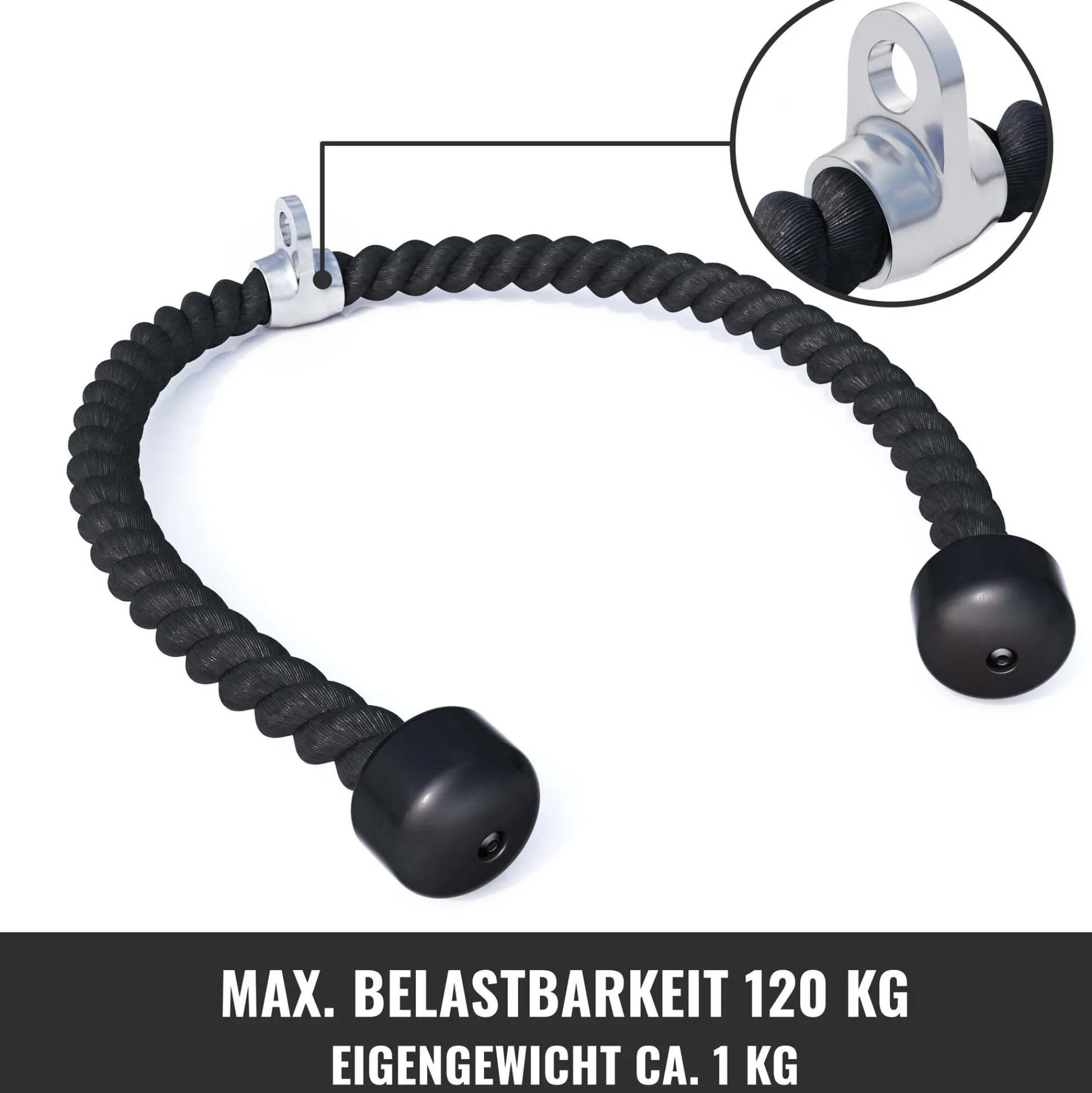 Gorilla Sports Trizepsseil Nylon inkl, Drehgelenk Schwarz Outlet