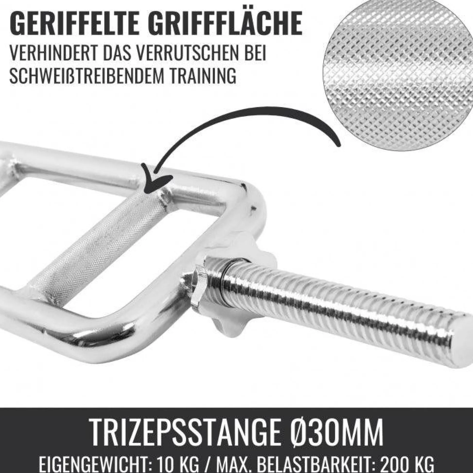 Gorilla Sports Trizepstrainer Set Kunststoff 35 kg mit Sternverschlüssen Silber / Schwarz Hot