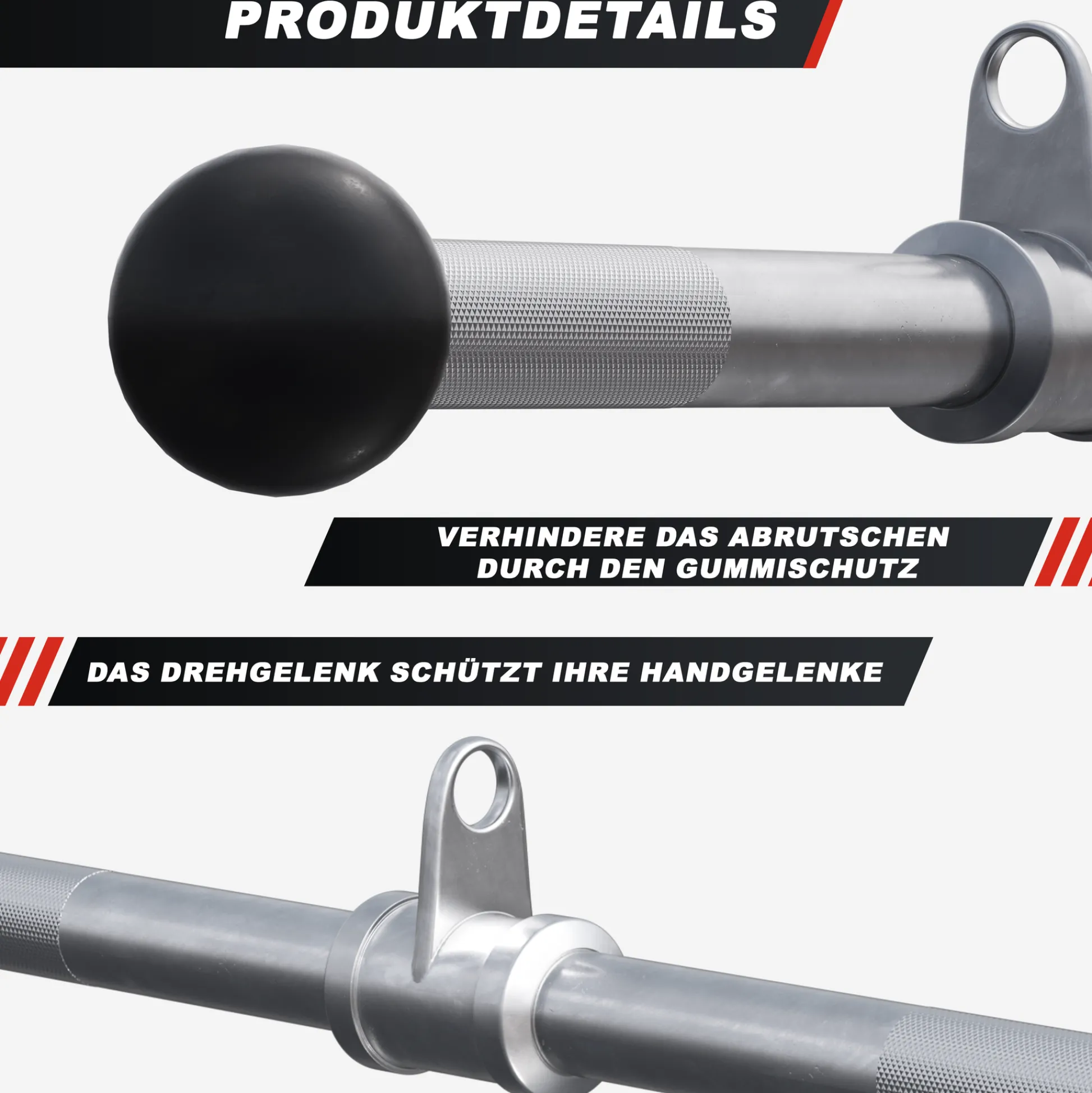 Gorilla Sports Trizeps- und Bizepsstange mit Gummi Ballen Silber Online