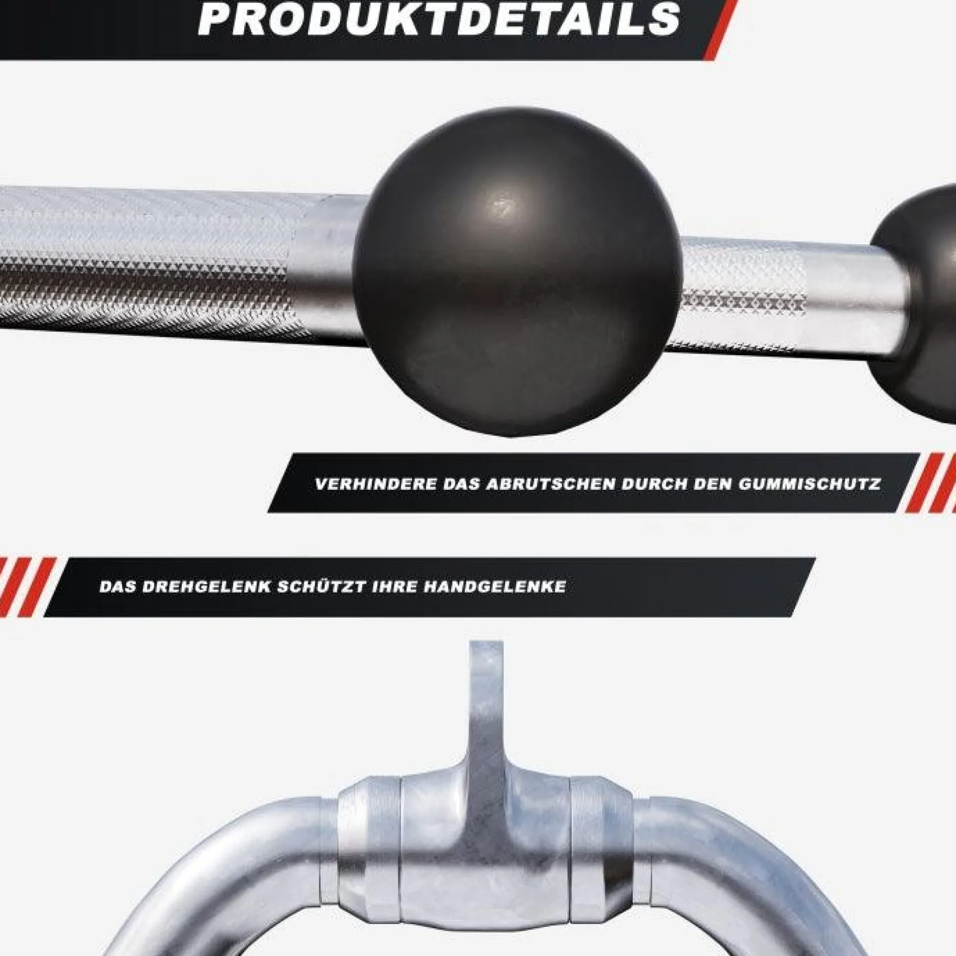 Gorilla Sports Trizeps V-Griff breit inkl, Drehgelenk Silber Hot