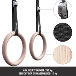 Gorilla Sports Turnringe Set inkl, Nylongurte Schwarz Discount