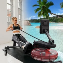 Gorilla Sports Wasserrudergerät verstellbar mit LCD Monitor Schwarz / Rot Clearance