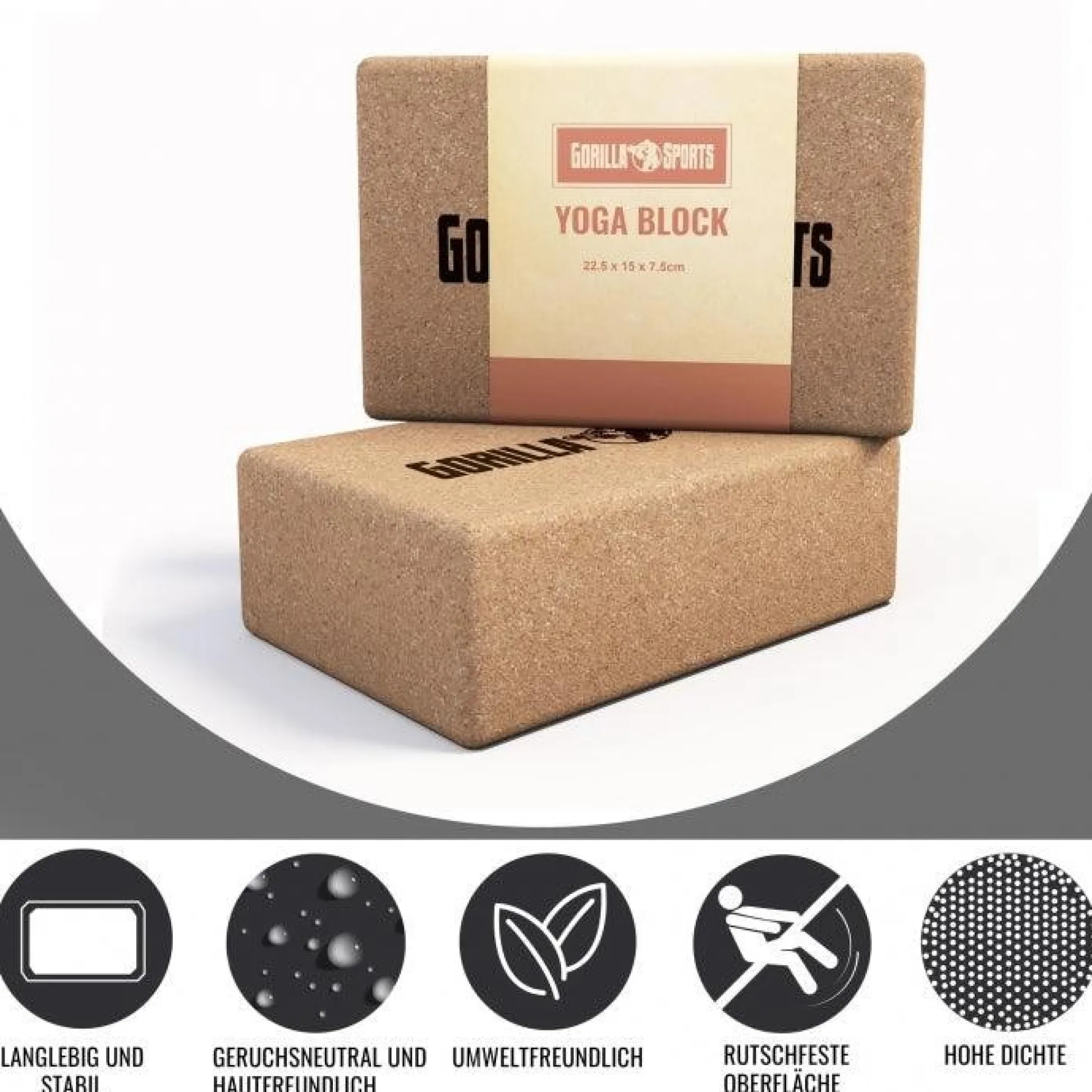 Gorilla Sports Yoga Block aus Kork Braun Sale