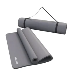 Gorilla Sports Yogamatte mit Tragegurt 190 x 60/100 x 1,5 cm Grau Clearance