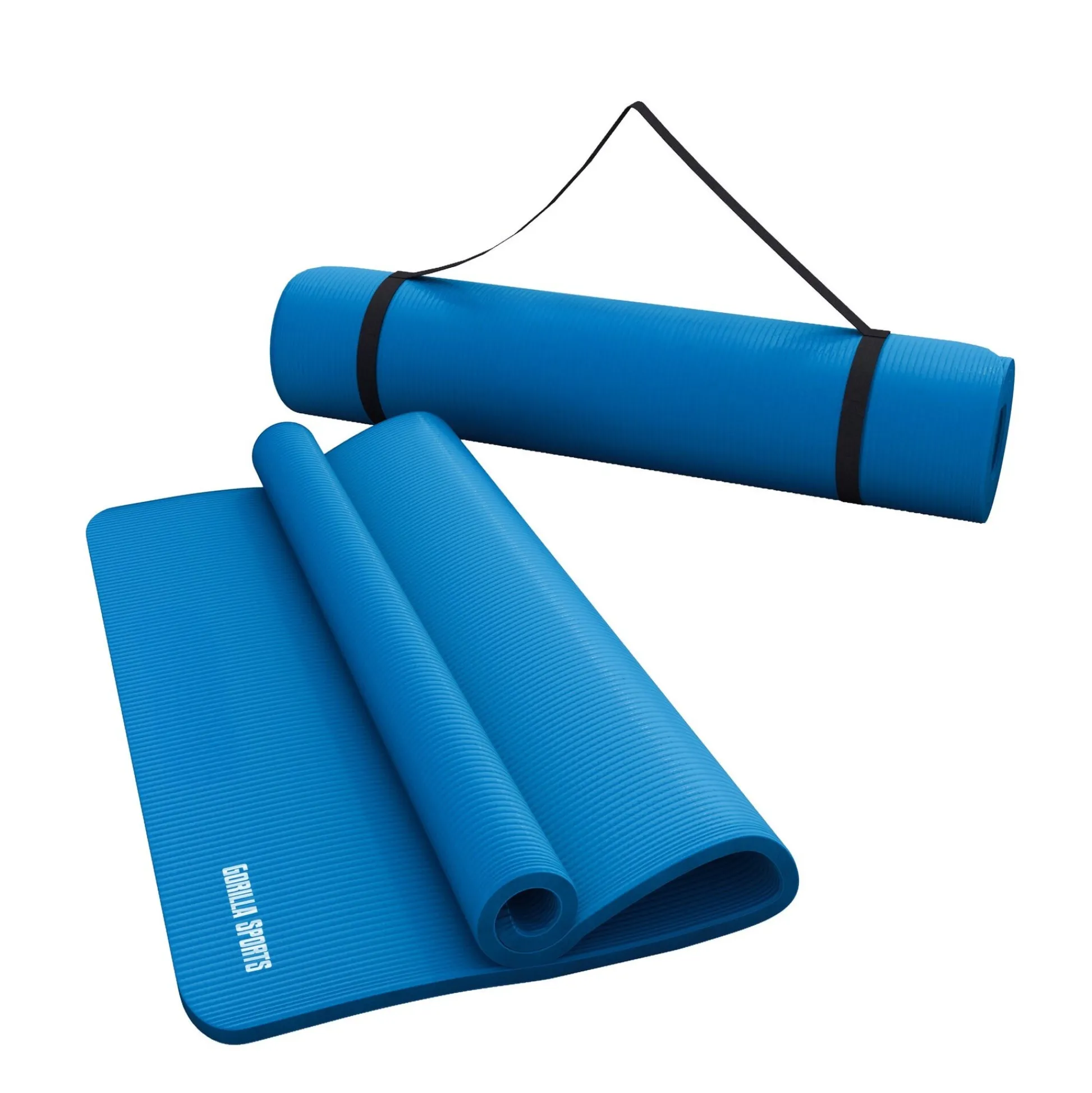 Gorilla Sports Yogamatte mit Tragegurt 190 x 60/100 x 1,5 cm Blau Discount
