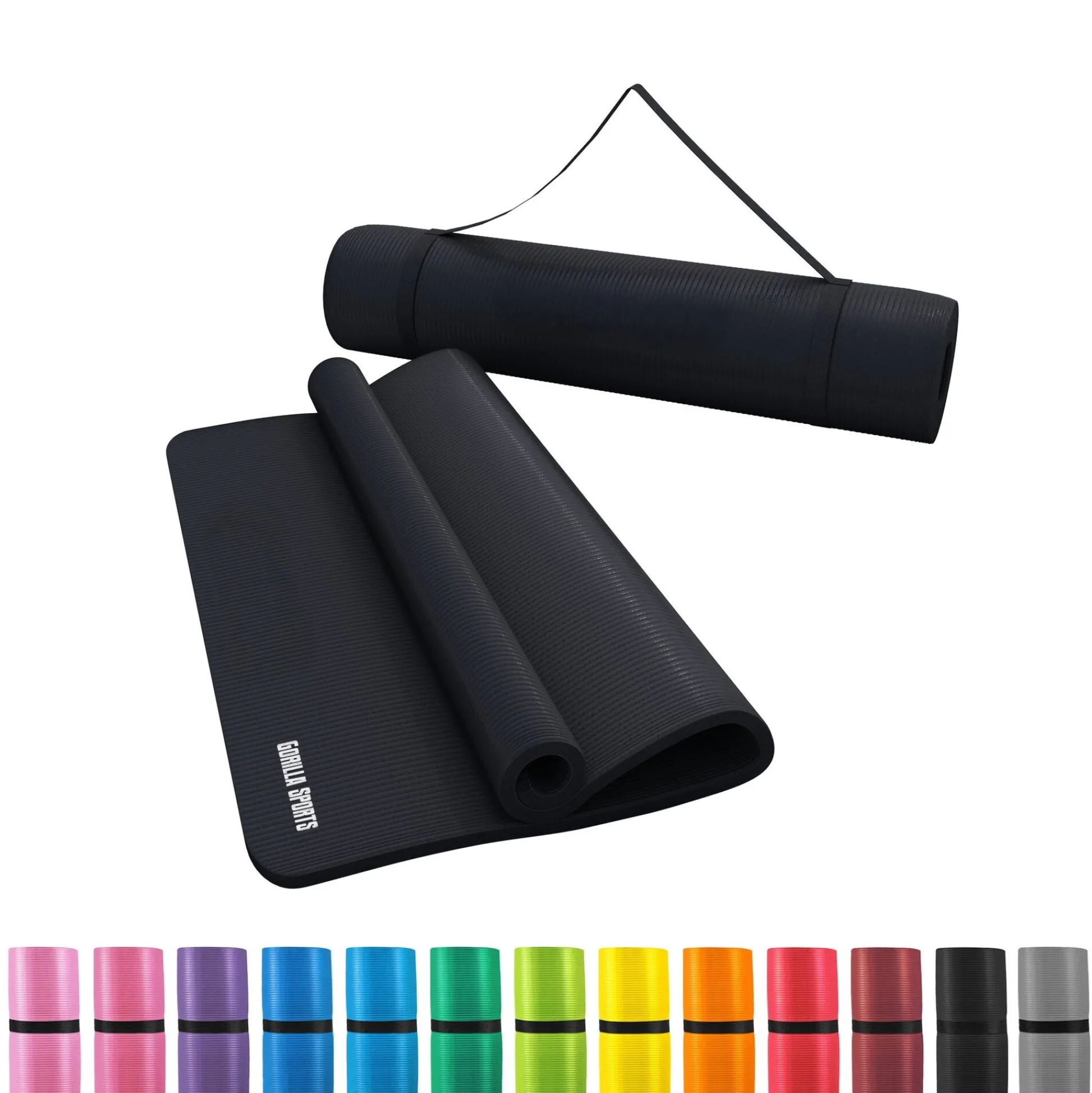 Gorilla Sports Yogamatte mit Tragegurt 190 x 60/100 x 1,5 cm Grün Hot
