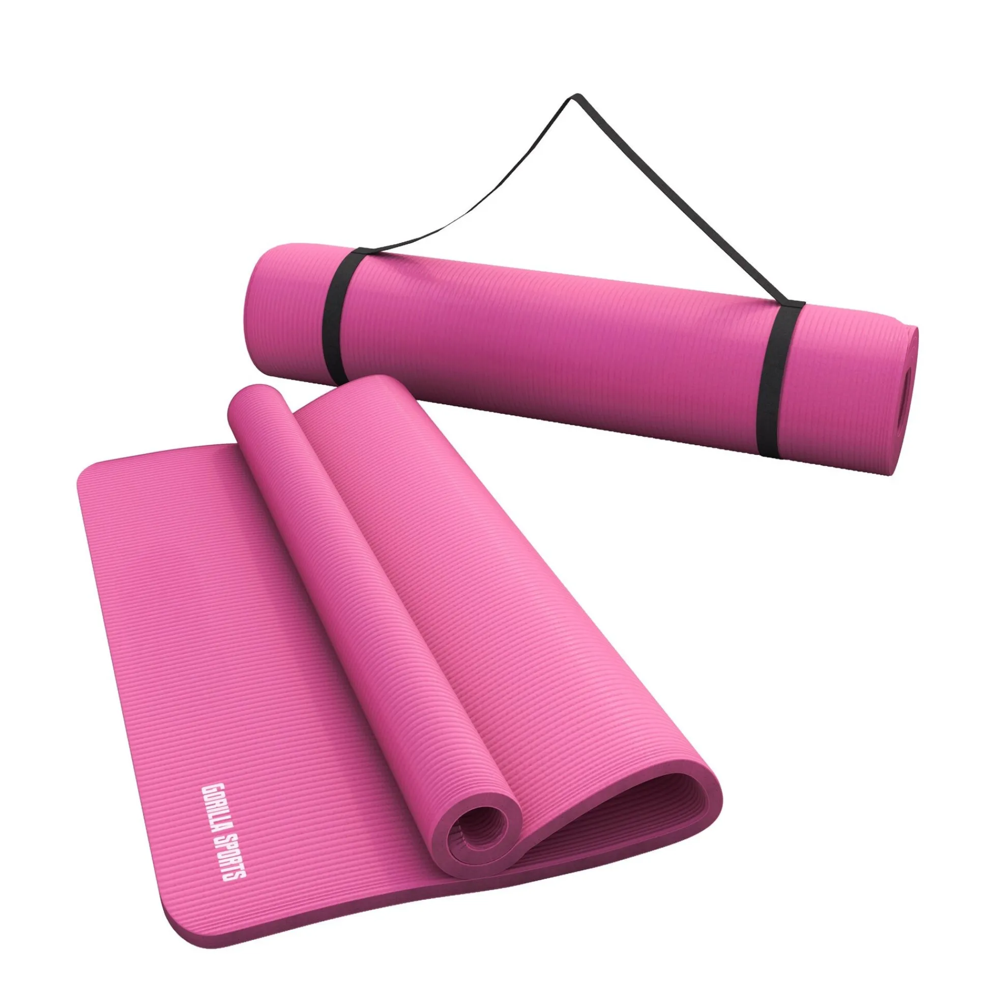 Gorilla Sports Yogamatte mit Tragegurt 190 x 60/100 x 1,5 cm Fuchsia Outlet