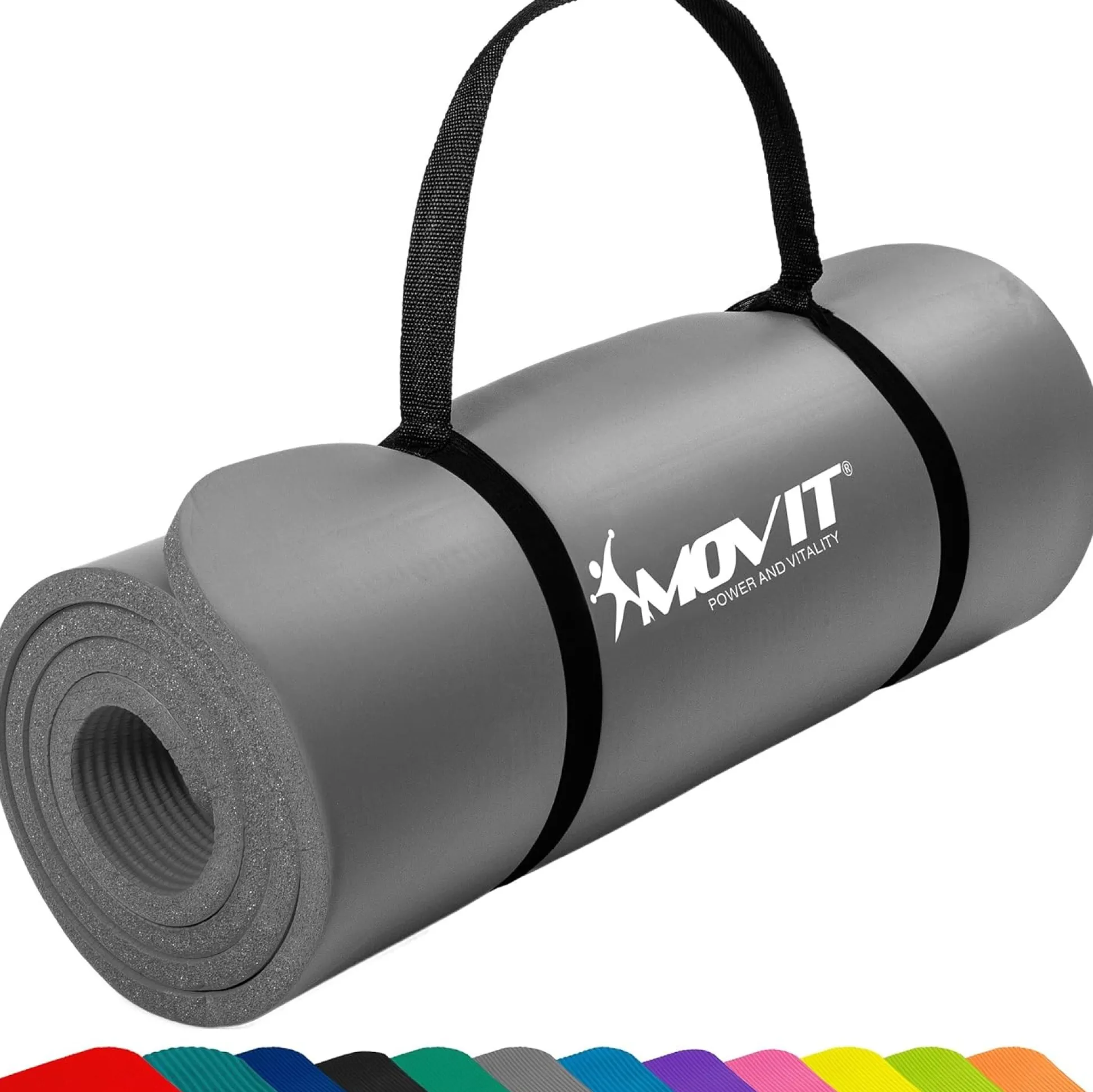 MOVIT Yogamatte 10/15 mm Dicke Grau