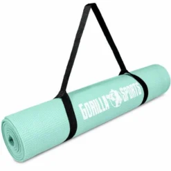 Gorilla Sports Yogamatte PVC mit Tragegurt 60 cm Breite und 0,5 cm Dicke Ice Blue Sale