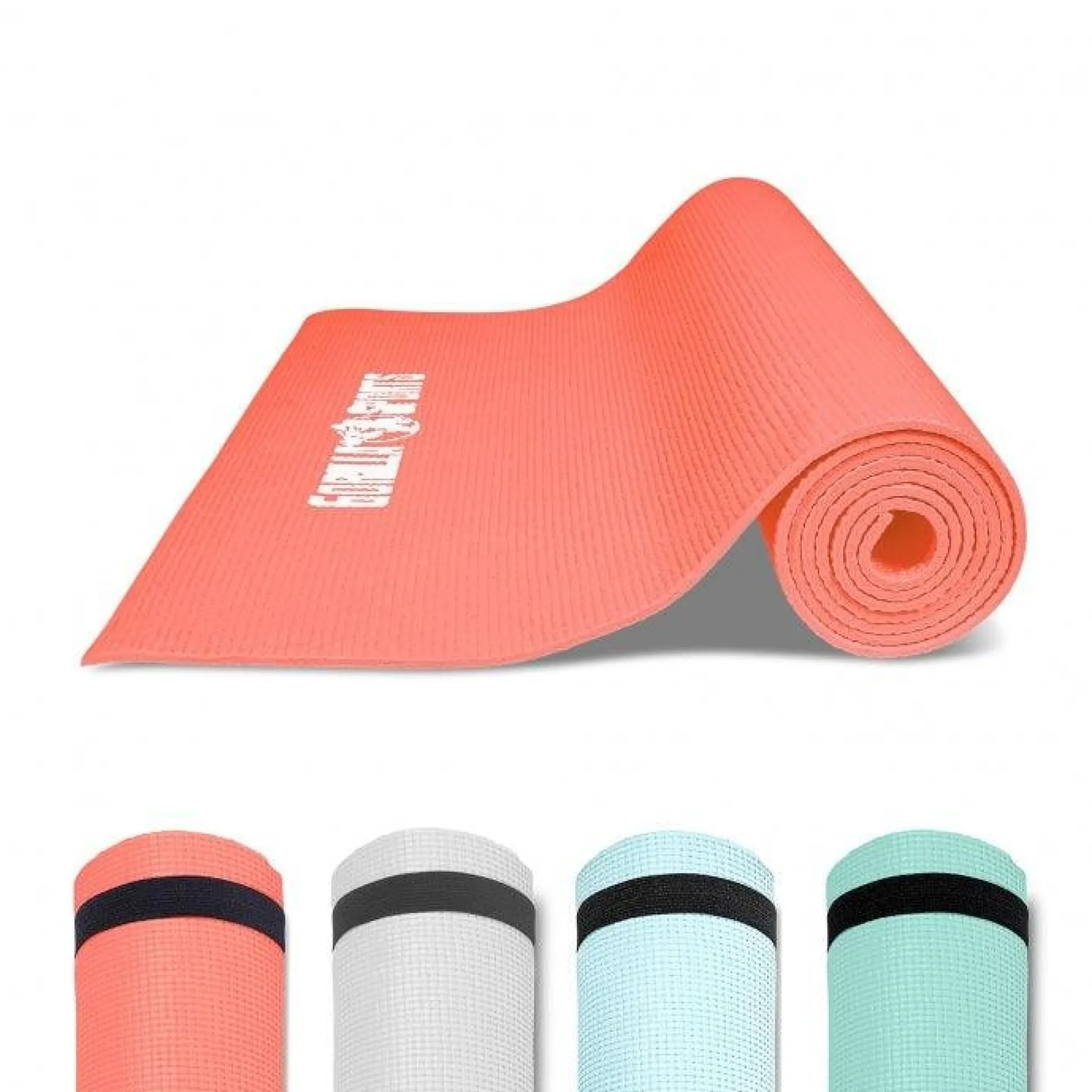 Gorilla Sports Yogamatte PVC mit Tragegurt 60 cm Breite und 0,5 cm Dicke Coral Hot